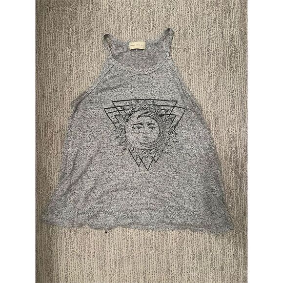 Enough about me Tops - Enough about me Women's Sun & Moon Graphic Sleeveless Tank Top Gray M